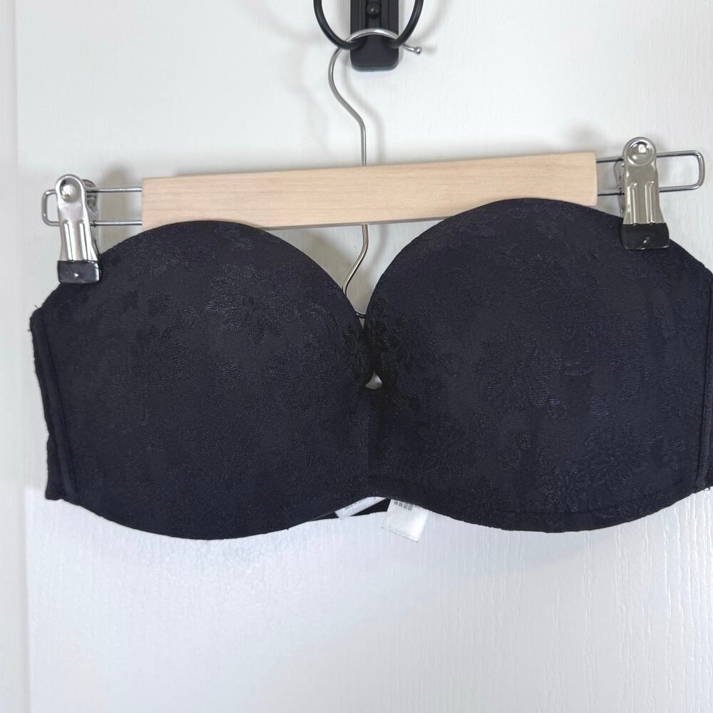 Exclusive of Trims Black Lace Strapless Push-up Bra Women’s 38B Wireless Support